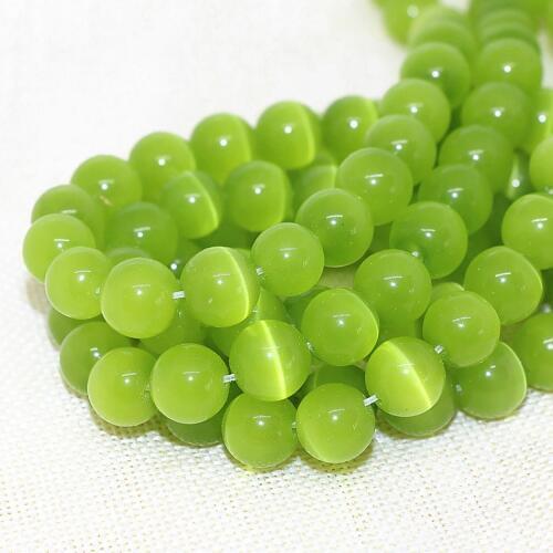 Fashion lemon green round loose beads opal cat eyes crystal stone high grade women jewelry making 4,6,8,10,12mm 14inch B1586