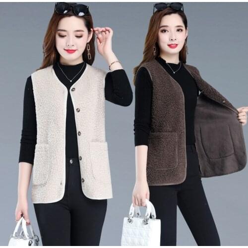 Winter Warm Sleeveless Vest Women Vests Female Waistcoat Sleeveless Jacket Coat Women Fleece Fur Vests