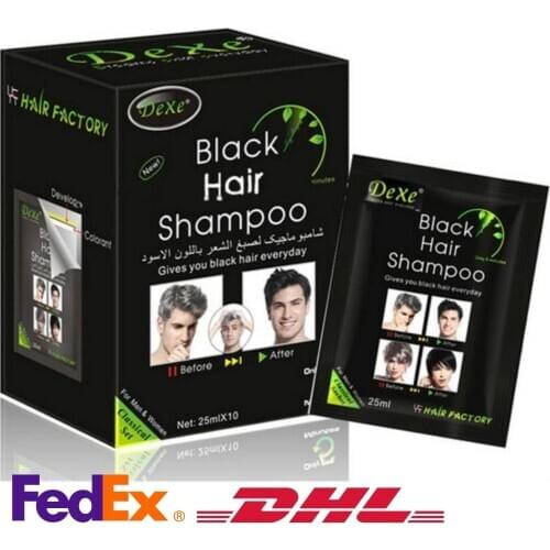 10 Pcs Dexe Fast Black Hair Shampoo Only 5 Minutes White Become Black Hair Color 2 Pcs/lot Grey Hair Removal for Men and Women