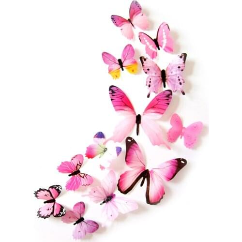 12PCS Butterfly Decorations Stickers 3D Butterflies Decor Removable Mural Stickers Art Decor for Home Living Room WWO66