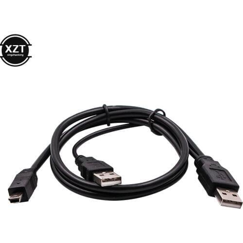 2 in 1 USB 2.0 Double A Type 2A Male to Mini 5 Pin Male Y Cable For 2.5" Mobile Hard Disk Drive HDD Date Cable Portable