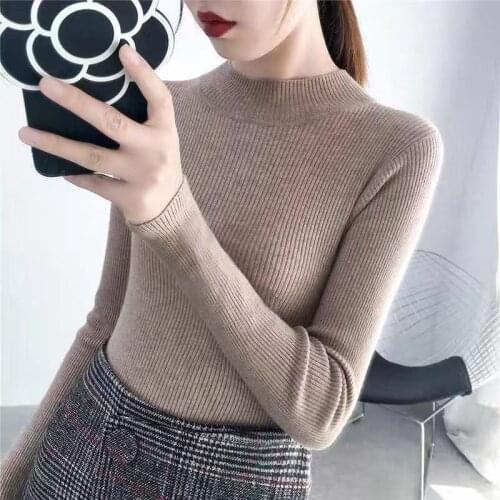 2020 Autumn Winter Knitted Jumper Tops Turtleneck Pullovers Casual Sweaters female Shirt Long Sleeve Short Slim Sweater Girl Z52
