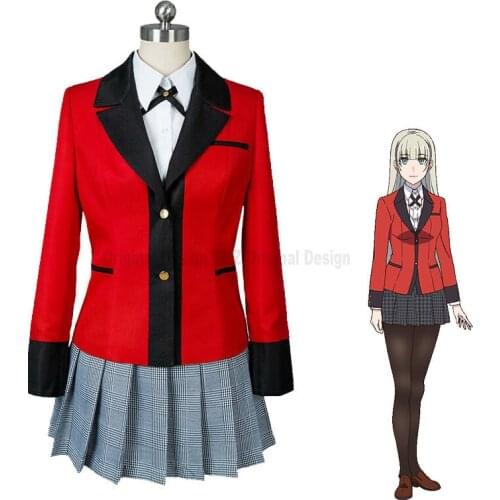 5pics Anime Compulsive Gambler Cosplay Wigs Ririka Momobami school uniform alll set Yumeko Jabami Cosplay Wigs
