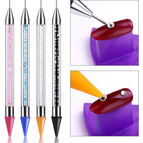 Diamond Double Head Point Drill Pen Dot Painting Point Pen Nail Art Rhinestone Picker Wax Pencil Crystal Handle Tool