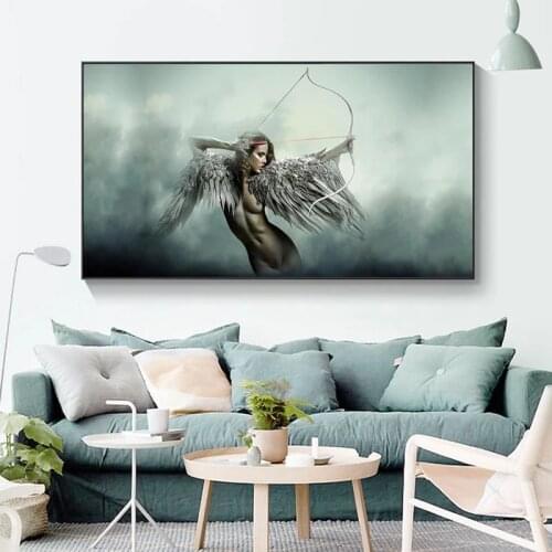 Angel Wings Body Sensual Wall Art Canvas Painting Sexy Girl Nude Posters Wall Pictures for Living Room Home Decor