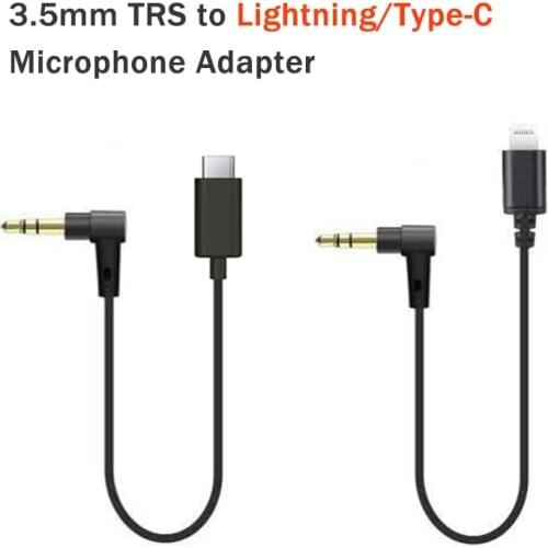 3.5mm TRS to Lightning Type C USB C Audio Cable iPhone Android phone adapter for Microphone RODE Comica BOOMX d2 Synco G1
