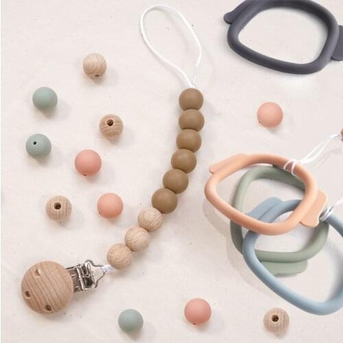 BPA Free Eco-friendly Silicone Flexible Relief Teething Pain Pacifier Chain Clip Teething Infant Chewing Toy Baby Stuff