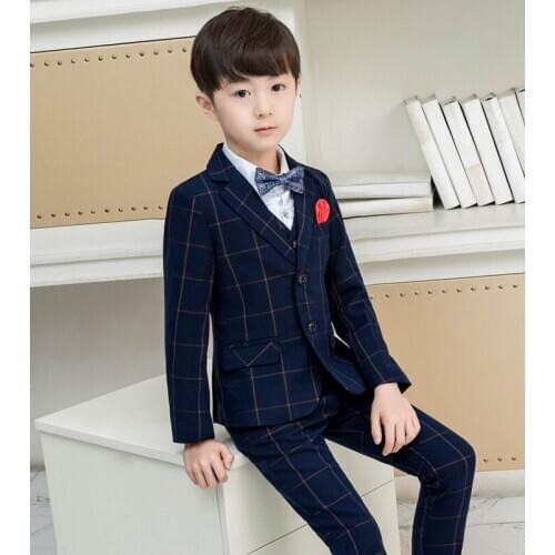 Flower Boys Blazer + Pants 2PCS Formal Suit School Kids Weddings Party Tuxedos Prince Boys Gentlemen Birthday Dress Costume