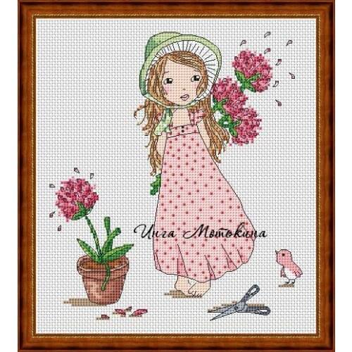 Girl with flowers DIY Cross Stitch Kit Packages Counted Cross-Stitching Kits New Pattern NOT PRINTED Cross stich Painting Set