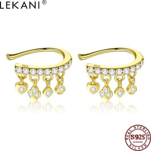 INALIS Single Clip Earring For Women 925 Sterling Silver Inlaid Cubic Zirconia Gold Plating Earrings Short Tassels Fine Jewelry