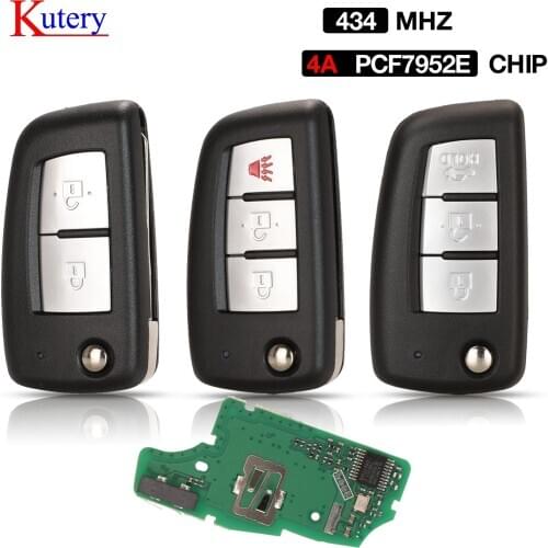 Kutery 2/3 Buttons 433MHz id4a PCF7952M Flip Remote Key For Nissan Qashqai J11 Pulsar C13 Juke F15 X-Trail T32 Micra CWTWB1G767