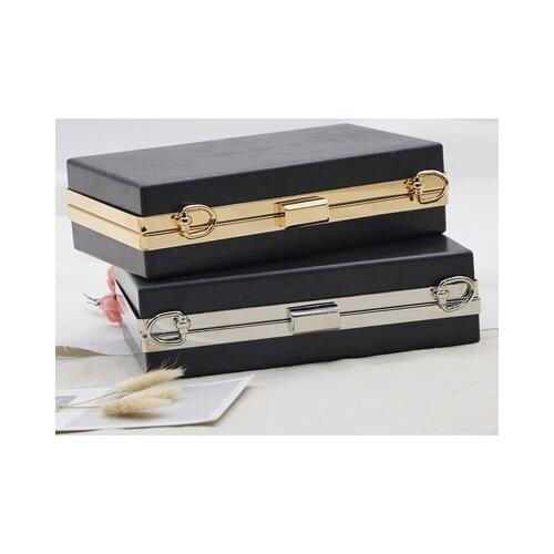17.5X11x5 cm silver gold metal purse frame with black plastic box clutches DIY women obag frame purse handles frames drop ship