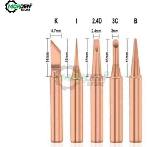 5pcs 900M-T Pure Copper Soldering Iron Tip Lead-free Solder Tips Welding Head BGA Soldering Tool Dropship