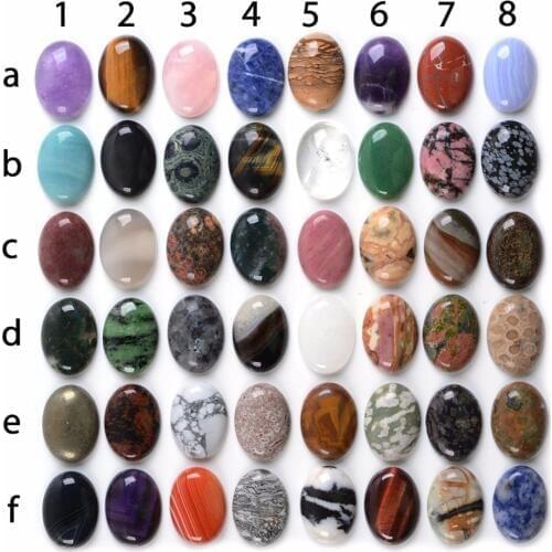 All Natural 24pcs Multi-color 12x16mm Gem stone Oval Cab Cabochon For Jewelry Making Mixed lot