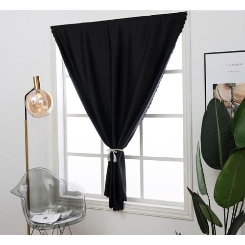Bedroom Blackout Curtain Dust Proof Solid Color Velcro Strap Punch Free Installation Drapes Kitchen Living Room Window Curtain