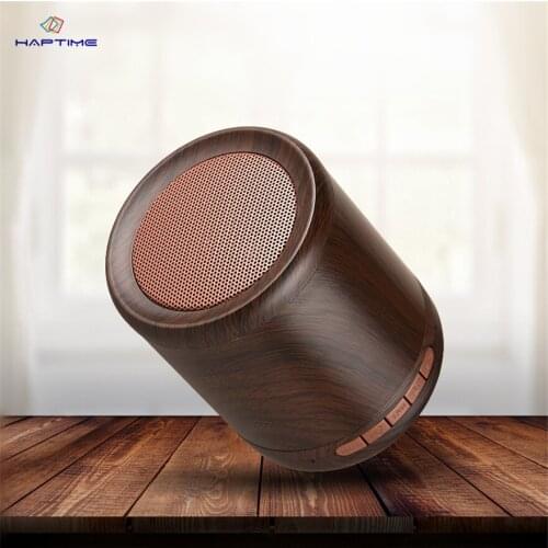 Haptime Portable Bluetooth Speaker Wireless Mini Speakers Fashion Wood Grain Loudspeaker Support TF Card AUX Hands Free Call