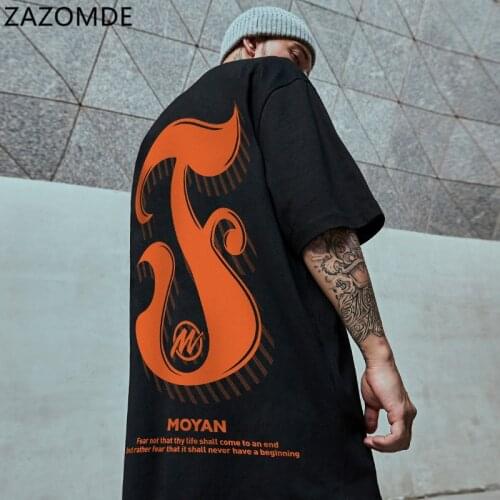 ZAZOMDE 2021 Casual Loose T-Shirts Short Sleeve Cotton Round Neck Streetwear Funny Hip Hop T-Shirts Notation Mens Clothing