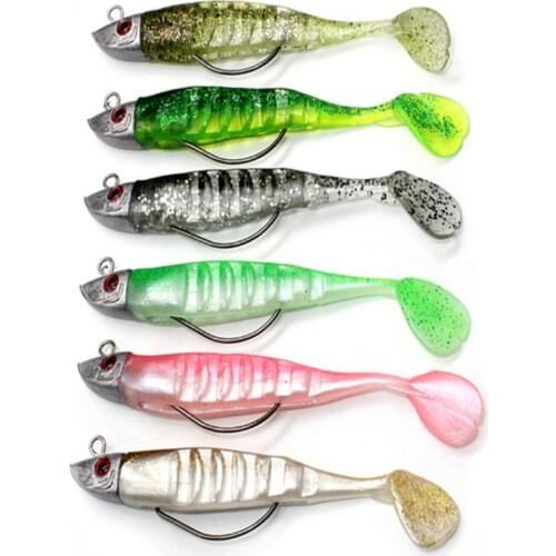 Hot Sale 1 Soft lure Soft Bait Fishing Lures 10cm/15g DIY Lead Head Jig Fish T Tail Sea Bass Lure Fishing Tackle Fishing Happy