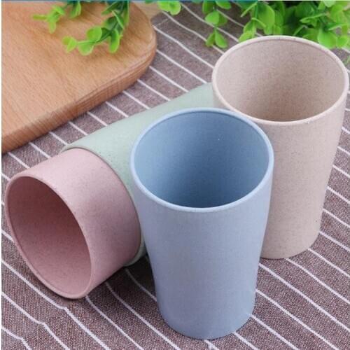 4 Colors Available Wheat Straw Tumbler Set, 10 oz Wheat Straw Tumblers, Reusable Plastic Tooth Tumbler Tooth Cup
