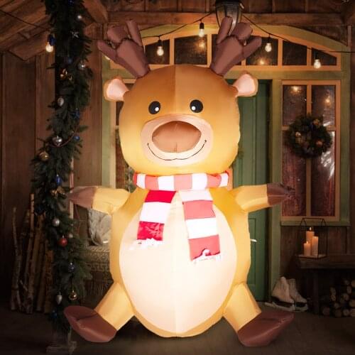 Behogar Cute Christmas Inflatable Blow Up Reindeer Decorations with LED Lights for Xmas Yard Lawn Outdoor Decor EU Plug