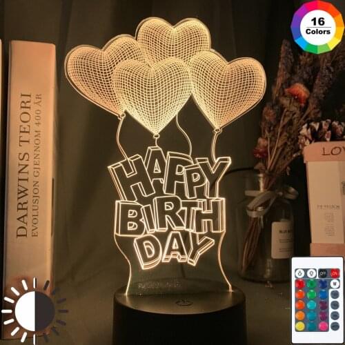 Led Night Light Heart Air Balloon Color Changing Nightlight for Girls Baby Room Decor Unique Birthday Gift Bedroom Table Lamp 3d