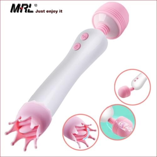 Tongue Vibrator Massage Mastubator for Women Double Head Magic Wand AV Virbator Adult Sex Toy for Femal Clitoris Stimulator