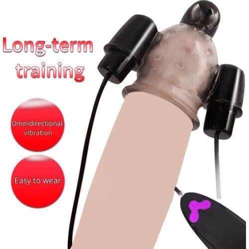 Penis Head Vibrator Glans Trainer Delay Ejaculation Adult Sex Toys For Men Male Masturbator Cock Massager Three Bullet Vibrators