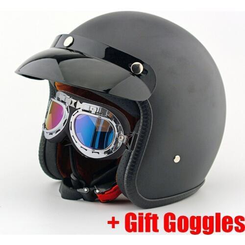 Motorcycle Vintage Casco Scooter Jet Retro Bike Helmets 3/4 Open Face Motorbike Helmet Goggles Gift