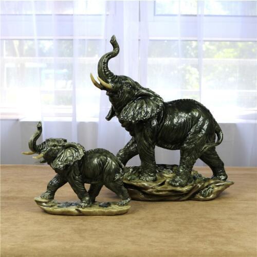 Vivid Elephant Sculpture Polyresin Mother and Baby Elephant Statue Mascot Craftworks Ornament for Birthday Gift and Home Decor