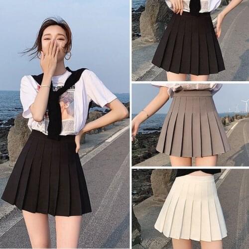 2021 Fashion New Summer Women Skirt Solid High Waist Pleated Skirts Female Cute Sweet Girls Dance Short Mini Skirt Mujer XS-2XL
