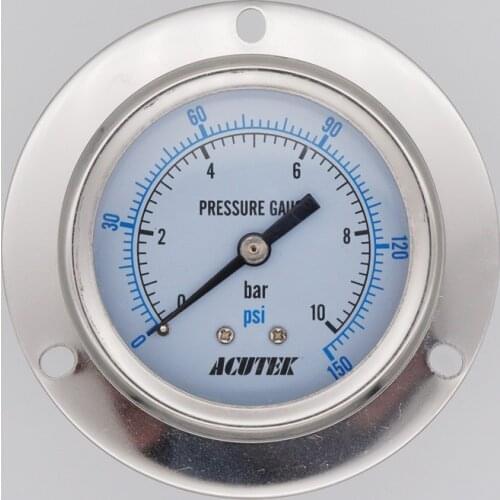 Back Mount 1/8" 1/4" BSP NPT Male 60mm Dial Pressure Gauge SUS 304 Stainless Steel Bar PSI Display N2 Steam Pneumatic Homebrew