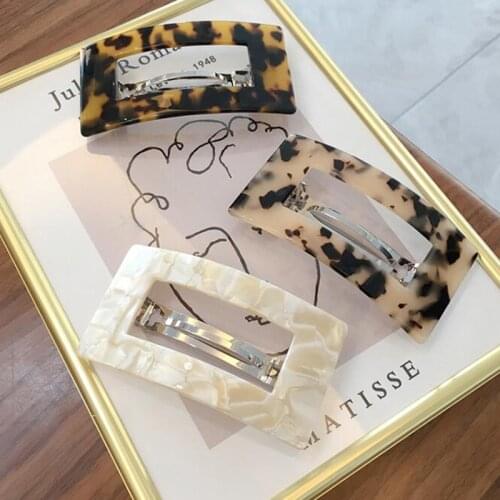 Girls Acetate Hollow Hair Clip Spring Clip Leopard Geometric Barrette Hairpin Girls Hairgrips Fashion Hair Jewelry Accessories