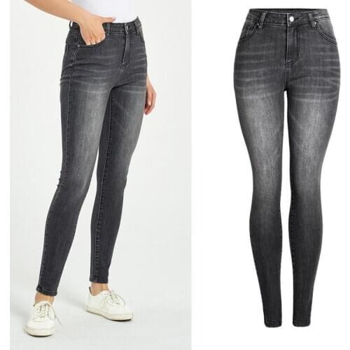 2021 High Waist Pants For Women Large Size Skinny Jeans 4xl Streetwear Stretch Slim Little Leg Grey Denim Summer Trend Pants