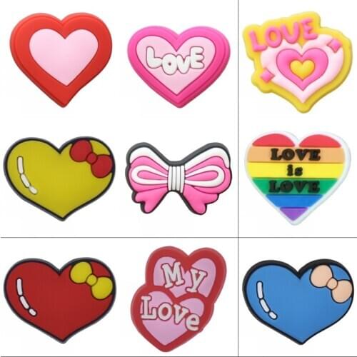 10 PCS Lady Girls Woman Favor Beautiful Hearts Colorful Lover Logo Summer Mule Sandal Hole Bag Ornaments Decorations