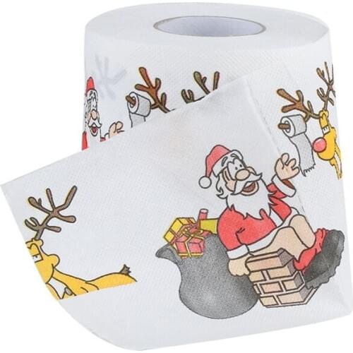 10X10cm Christmas Toilet Tissue Home Santa Claus Print Bath Toilet Roll Paper Christmas Supplies Xmas Decor Tissue Roll