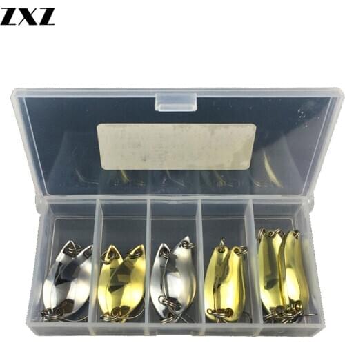 12Pcs/Box Metal Horses Mouth Spoon Fishing Lure Hard Baits Gold Silver 2.5g 3.5g 5g Spinner Paillette Sequins Fishing Tackle