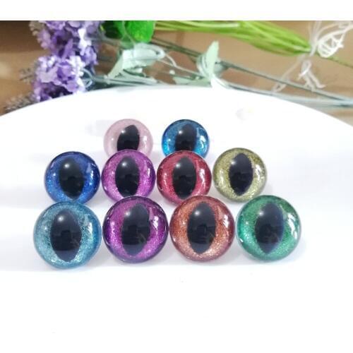 20pcs/lot 25mm plastic clear safety toy cat eyes + glitter Nonwovens + hard washer for plush animal doll findings color option