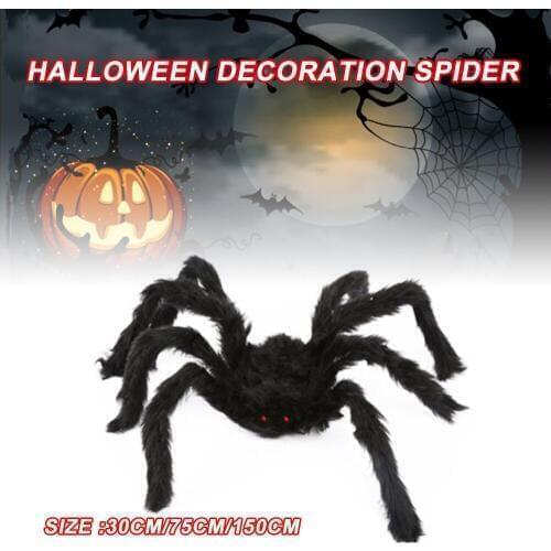 30/75/150cm Hairy Giant Spider Decoration Halloween Prop Haunted House Decor Party Holiday Spider Decor Super Big Furry Spider