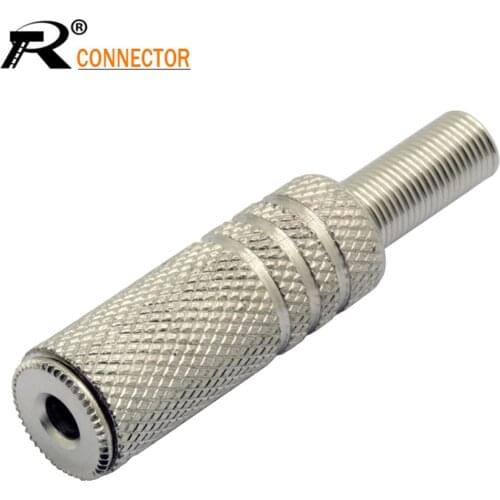 3pcs Reticulate Jack 3.5mm 3 pole stereo female connector metal 3.5mm jack inline socket solder wire connector