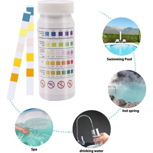 50 Pieces Swimming Pool Water Quality 4-in-1 Test Strip Residual Chlorine PH Tester, High Accuracy