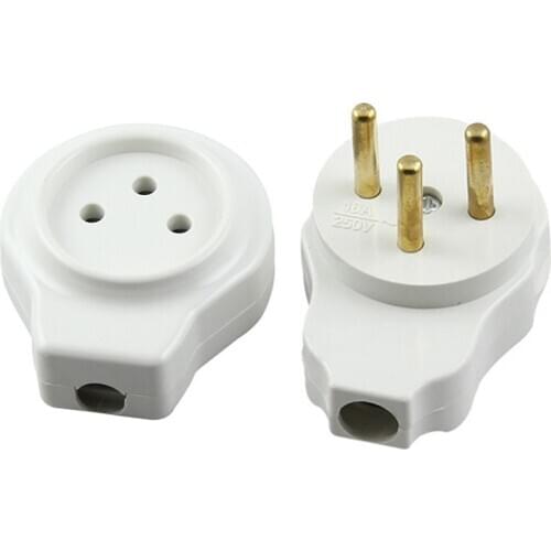 White 16A Israel male female assembly wiring power plug socket Pakistan european 3pins triprong docking connector plug Type H