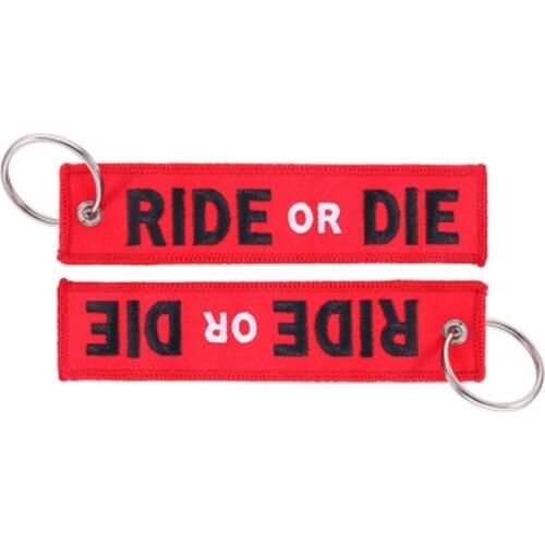 Hot style motorcycle keychain red bottom black embroidery motorcycle keychain New Year gifts backpack lovers pendant