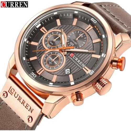CURREN 8291 New Fashion Watches Men Luxury Brand Chronograph Men Sport Watches High Quality Leather Strap Quartz Wristwatch