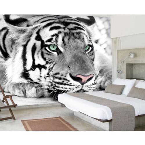 Black and white Animal Tiger 8D Papel Murals 3d wall mural wallpaper for living room TV background 3d photo murals wall paper