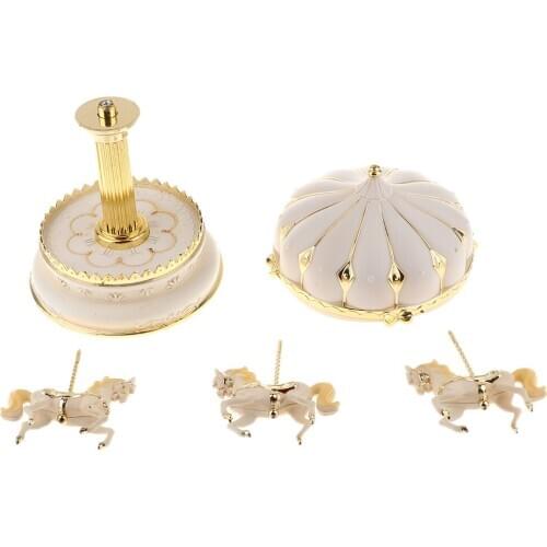 2 Colors Merry-Go-Round Resin Music Box Decor Carousel horse Music Box Christmas Wedding Birthday Gift