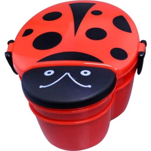 Children Lunch Box Adorable Cartoon Ladybird 2 Layer Lunchbox for Kids SUB Sale