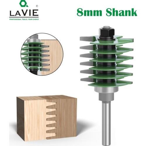LAVIE 1pc 8mm Shank Brand New 2 Teeth Adjustable Finger Joint Router Bit Tenon Cutter Industrial Grade for Wood Tool MC02036