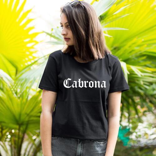 BLWHSA Cabrona Letters Print T shirts Women Summer Short Sleeve Cotton Graphic Novelty Slogan T-shirt Funny Mexican Tops Tees