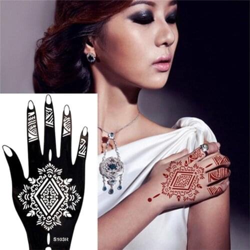 Indian Henna Stencil Temporary Tattoo Sticker Body Art Sticker Template Wedding Tool India Flower Tattoo Stencil Sticker