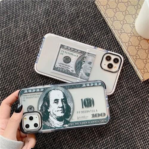 Hot Sale Cute Money Cash Dollar Phone Case for iPhone 11 Fashion Soft Shockproof Clear Cover for iPhone 6/7/8/Plus/X/XR/XS/MAX